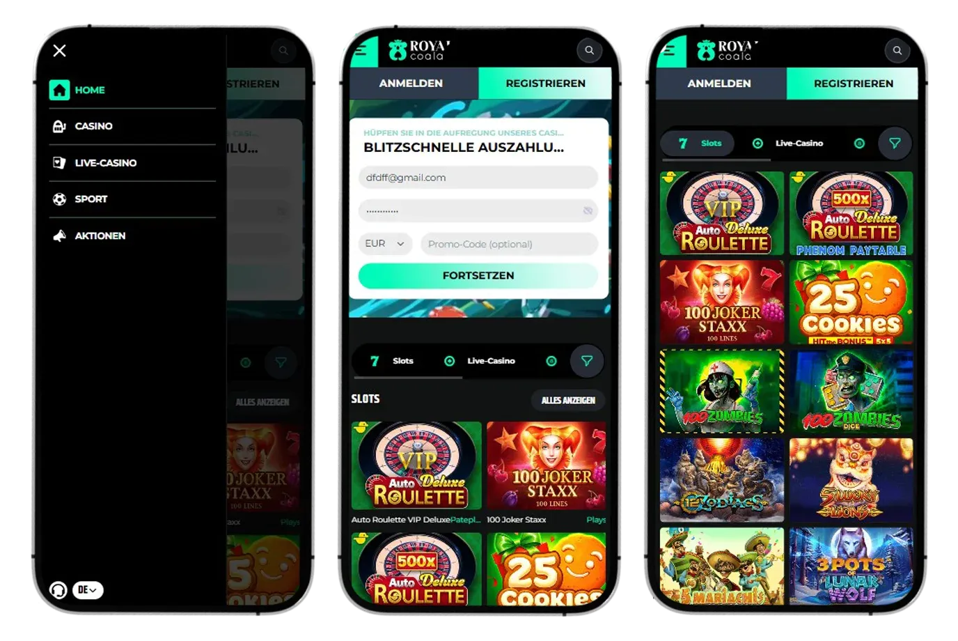 RoyalCoala Casino App Screenshot